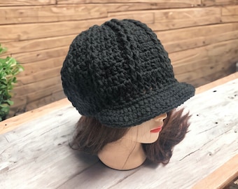 Crochet Hat/Crochet Newsboy Hat/Crochet Adult Hat /Crochet Brim Hat/Crochet VISOR Hat