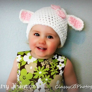 Crochet Lamb Hat, Newborn Lamb Hat, Baby Girl Hat, Toddler Hat/mary's ...