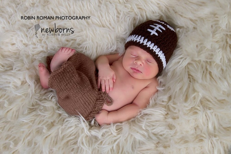 Crochet football hat/football hat/baby football hat/sports hat/football baby shower/ready to ship/infant football hat/crochet beanie image 4