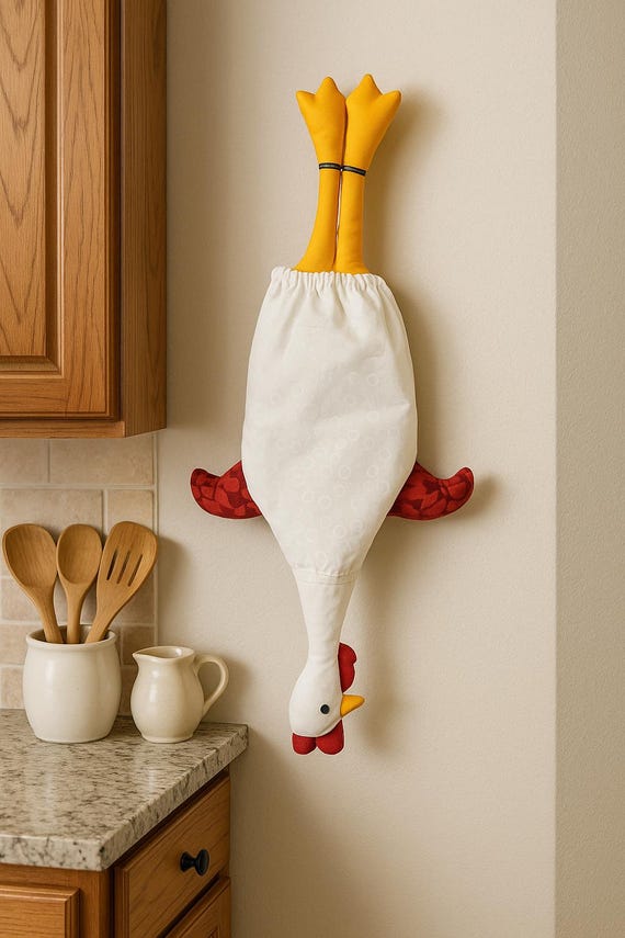 Chicken Grocery Bag Holder, Whimsical Farmhouse Decor, Cute Chicken Bag Holder, Holds Grocery Bags, Gift Idea, Grocery Bag Organizer,