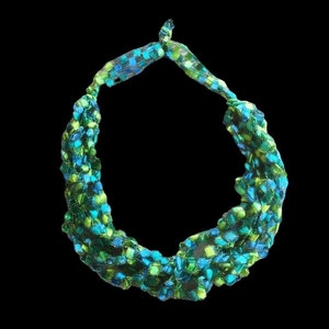 Seascape Ladder Yarn Necklace/Jewelry/Crocheted Ribbon Necklace/Necklace/Fiber Jewelry/Jewelry/Ladder Necklace/Boho/Crochet/Crochet Jewelry image 1