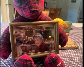 Handmade Memory Bear, Custom Legacy Plush, Handmade Keepsake from Loved One’s Clothing, Memorial Keepsake Gift, Handmade Memorial Gift