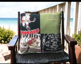 T-Shirt Memory Pillow, Memory Pillow Made from Multiple T-Shirts, Bereavement Keepsake, Handmade Remembrance Gift, Bereavement Keepsake