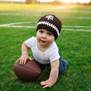 crochet football hat/football beanie/ready to ship/football baby girl/preemie football hat/football baby boy/newborn football hat