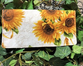 Checkbook Cover/handmade/checkbook/ready to ship/Quilted Checkbook/Sunflower Checkbook/Fabric Checkbook/check book cover/checkbook wallet