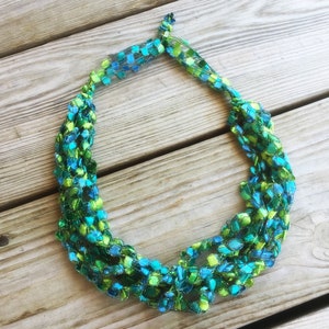 Seascape Ladder Yarn Necklace/Jewelry/Crocheted Ribbon Necklace/Necklace/Fiber Jewelry/Jewelry/Ladder Necklace/Boho/Crochet/Crochet Jewelry image 2