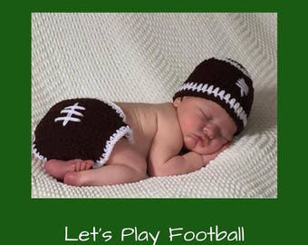 Crochet football Hat/Diaper Cover/Baby football Set/Crochet football Set/Football Set /Hat/Diaper Cover (Ready to Ship)