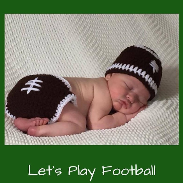 Crochet football Hat/Diaper Cover/Baby football Set/Crochet football Set/Football Set /Hat/Diaper Cover (Ready to Ship)