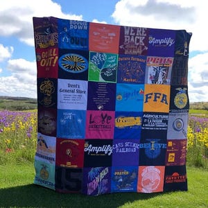 T-Shirt Blanket, Custom Quilt from Shirts, Custom T-Shirt Quilt, Custom Quilt with Your Shirts,  Memory Blanket from Clothing