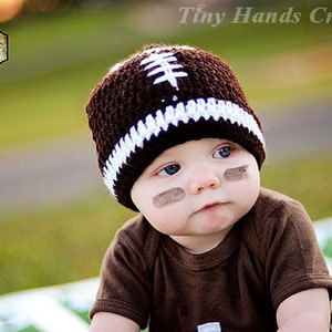 Crochet football hat/football hat/baby football hat/sports hat/football baby shower/ready to ship/infant football hat/crochet beanie image 3