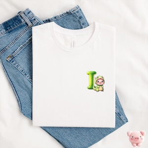 Camiseta de iguana com letra I, camiseta de iguana, camiseta de iguana, camiseta de animal, camiseta de amante de iguana, camiseta de porco, presente de amante de animais, presente de animal de iguana de porco