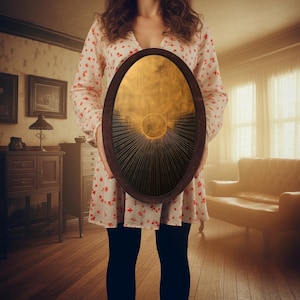 Sun Painting, Oval Wooden Wall Plaque, Golden Wall Art, Sunlight Painting, New Home Gift, Wooden Wall Art Decor, Wooden Wall Decor Hangings
