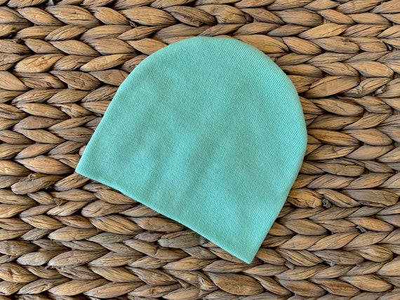 Newborn Slouch Beanie in Mint Green 