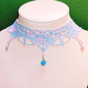 Ethereal Floral Lace Choker Necklace | Handmade Embroidered Statement Jewelry | Romantic Adjustable Accessory for Fairycore & Cottagecore