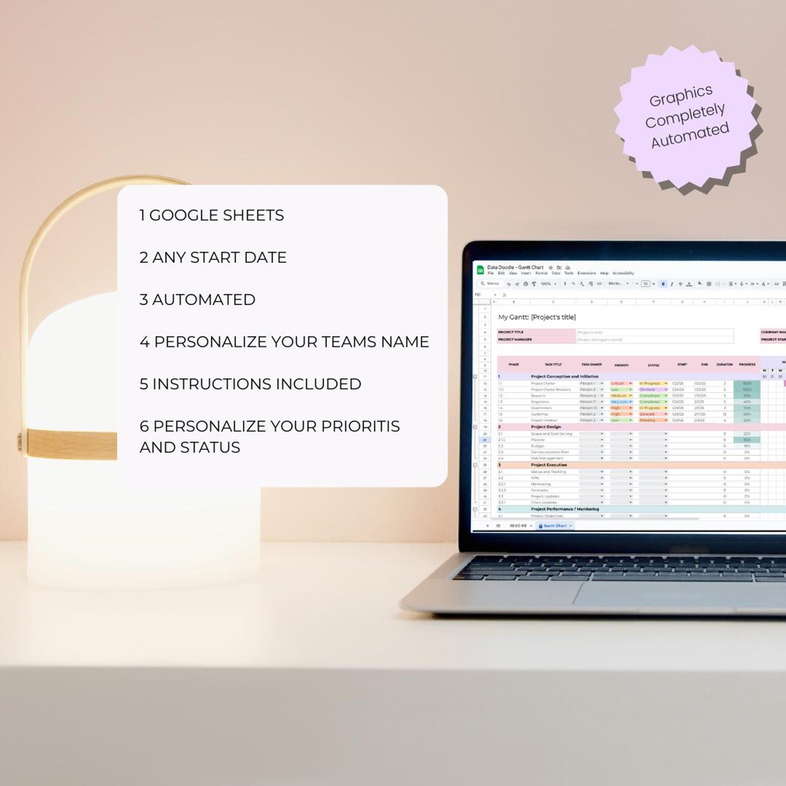 Gantt Chart Spreadsheet Small Business Project Planner Task Tracker ...