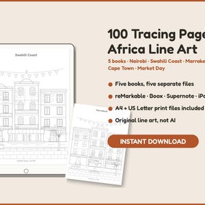Africa Ink Tracing Book Bundle, 100 Tracing Pages for Adults, reMarkable Templates, Supernote Kindle Scribe iPad, Printable PDF Download