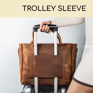 Leder Reisetasche für Frauen mit Trolley-Fach, Laptoptasche für Übernachtungsreisen, Ledertasche, Handgepäck für Reisen, Lederhandtasche