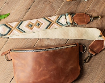 Brown Leather Fanny Pack, Leather Waist Bag, Hip Bag, Hands Free Belt Bag, Travel Leather Crossbody Bag, Leather Bum Bag, Leather Sling Bag