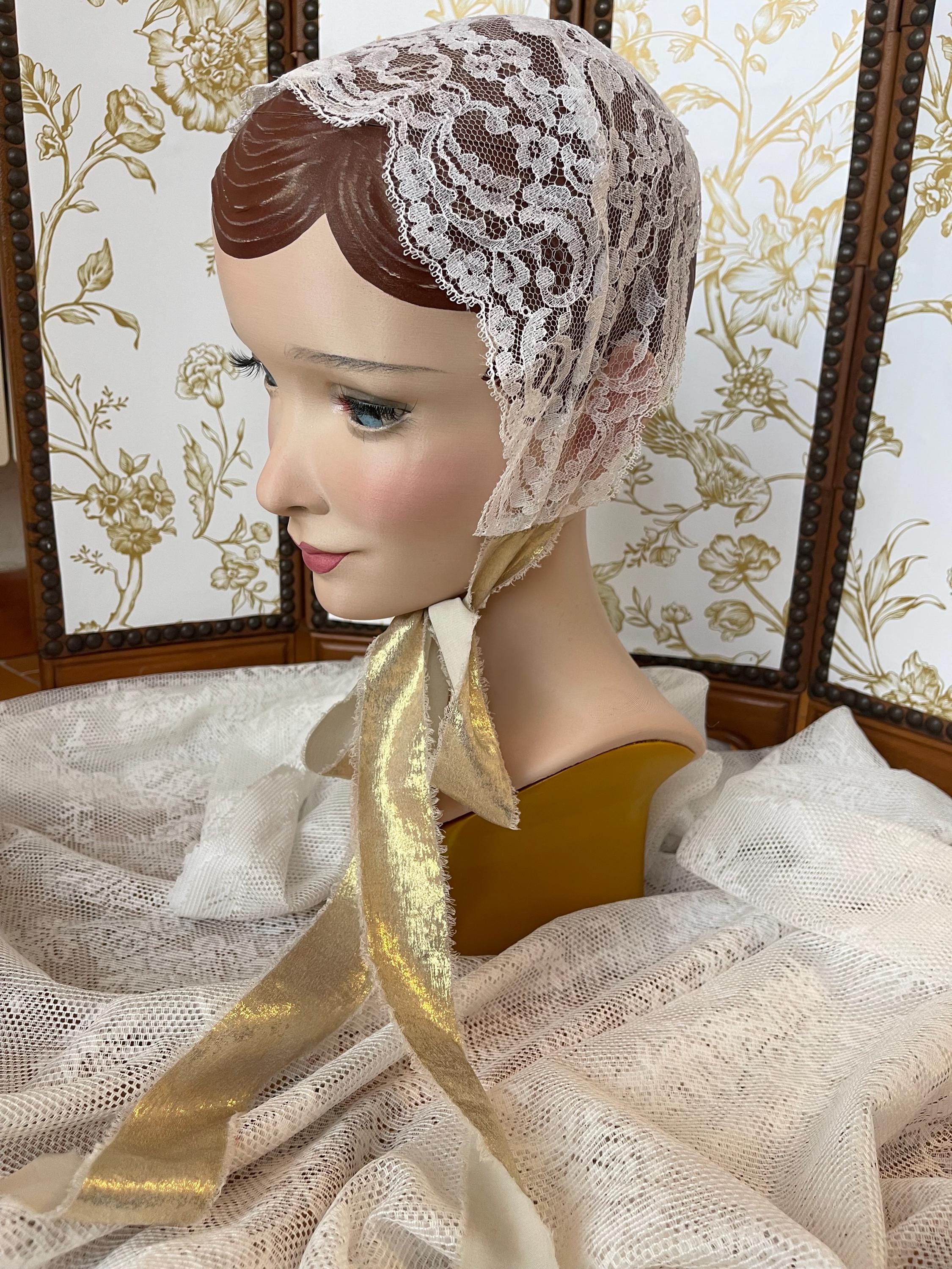 ヘアアクセサリー [odlyworkshop] Lace Headband Handmade White Lace Headband With Red Velvet Bow – Chic