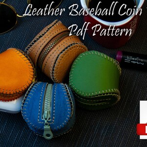 Baseball Geldbörse aus Leder, Geldbeutel aus Leder, Geldbeutel, Münzhalter, Airpod Case Cover, DIY, PDF-Muster