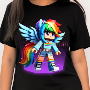 Roblox Rainbow Dash PNG | Digital Rainbow Gamer Girl Clipart | 300 DPI Transparent File | My Little Pony Rainbow Dash