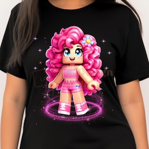 Roblox Pinkie Pie PNG | Kawaii Curly Hair Girl Clipart | Digital Party Avatar Art | 300 DPI File | My Little Pony Pinkie Pie