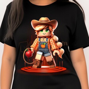 Roblox Applejack PNG | Digital Cowgirl Clipart | Country Voxel Gamer Art | 300 DPI Transparent File | Kawaii Western Roblox Girl