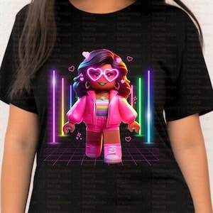 Retro Neon Roblox Sublimation PNG | Cute Gamer Girl Digital Download | Roblox Party Girl PNG