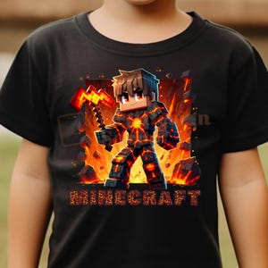 Minecraft-Inspired Lava Superhero Boy PNG | 300 DPI Digital Download | Volcano Armor Character for Sublimation, Shirts, Stickers, Crafts