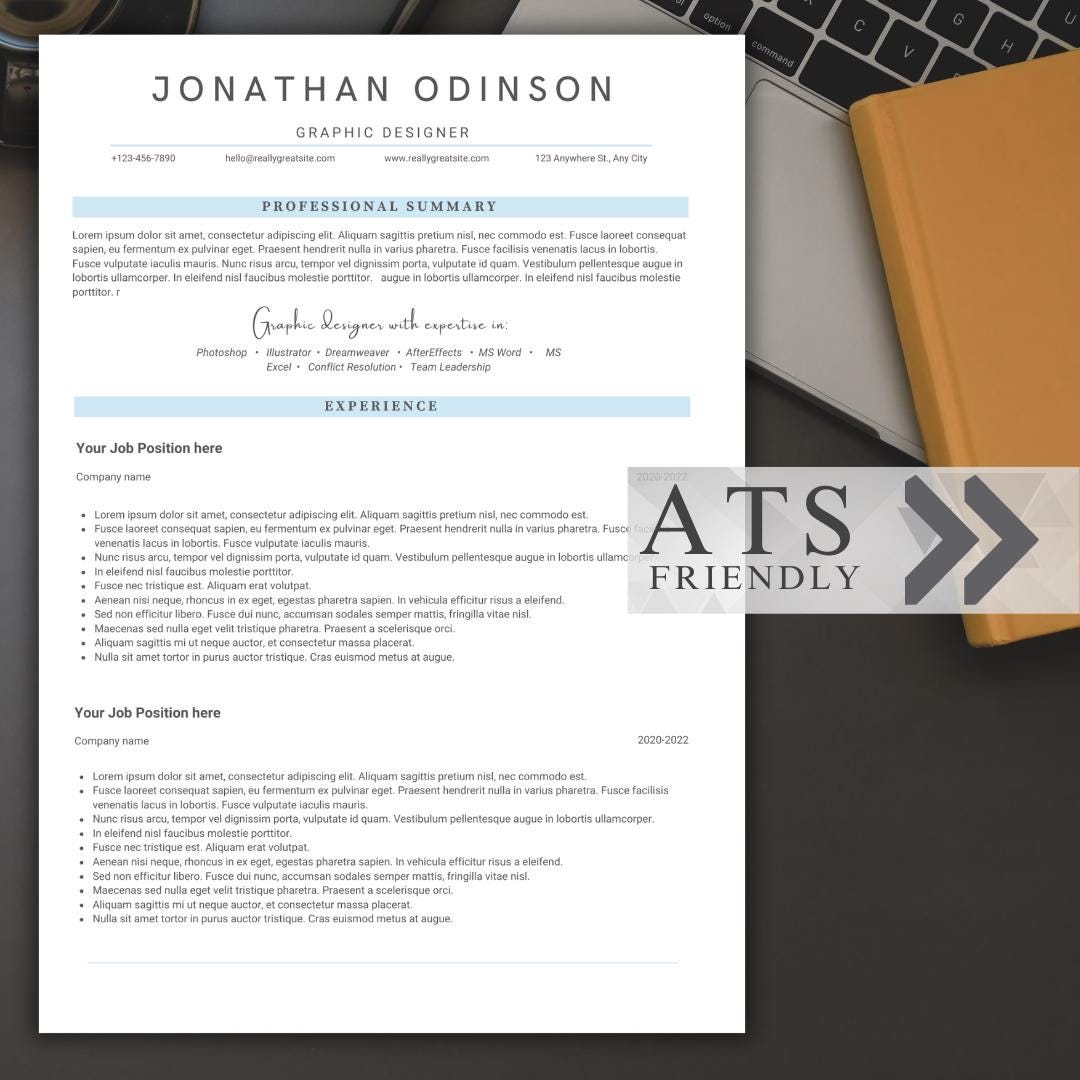 ATS Friendly Resume Template for Canva Resume, ATS Compatible Resume ...