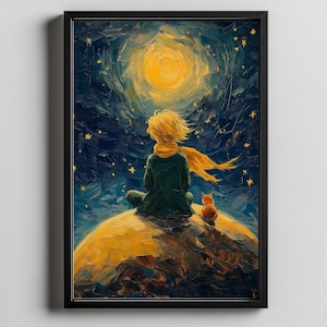 The Little Prince Digital Art Print - Whimsical Illustration, Instant Download, 1856x2464 px