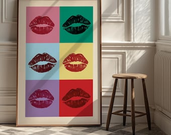 Pop Art Lips Print | Andy Warhol Style Colorful Wall Art