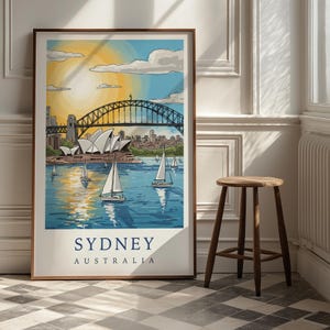 Sydney Australia Travel Poster | Opera House Harbour Bridge Print
