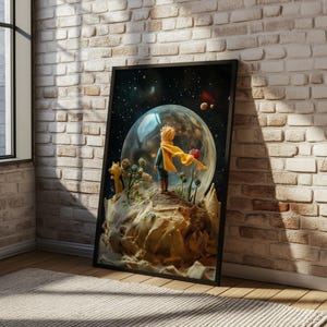 The Little Prince in a Snow Globe Framed Poster - A Whimsical Gift of Nostalgia