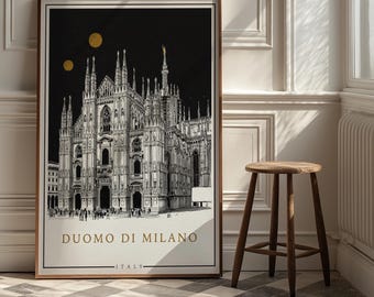 ミラノ大聖堂の水彩画：イタリアの大聖堂芸術、ゴシック建築 - Etsy 日本