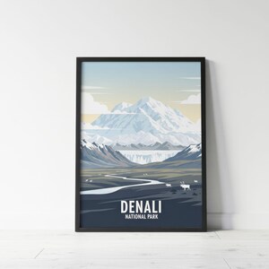 Denali National Park Vintage Travel Poster: Alaska Caribou Art