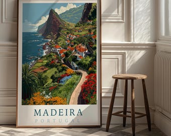 Madeira Portugal Travel Poster - Vintage Island Art Print Poster