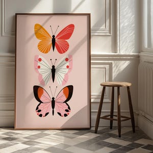 Colorful Butterfly Art Print | Modern Pink Wall Decor