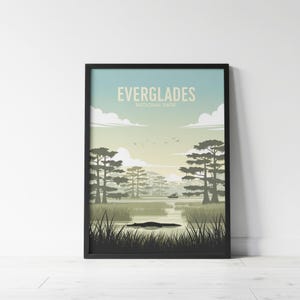 Everglades National Park Poster, Florida Wandkunst, Alligator Druck, Vintage Reiseplakat, Cypress Swamp, Retro Wildtier Dekor