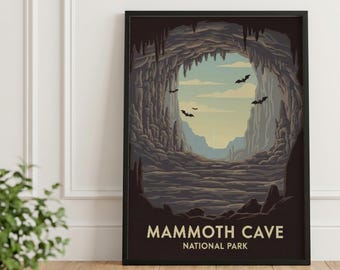 Mammoth Cave National Park Vintage Poster: Kentucky Cave Art Print (Digital Download)