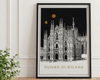 ミラノ大聖堂の水彩画：イタリアの大聖堂芸術、ゴシック建築 - Etsy 日本