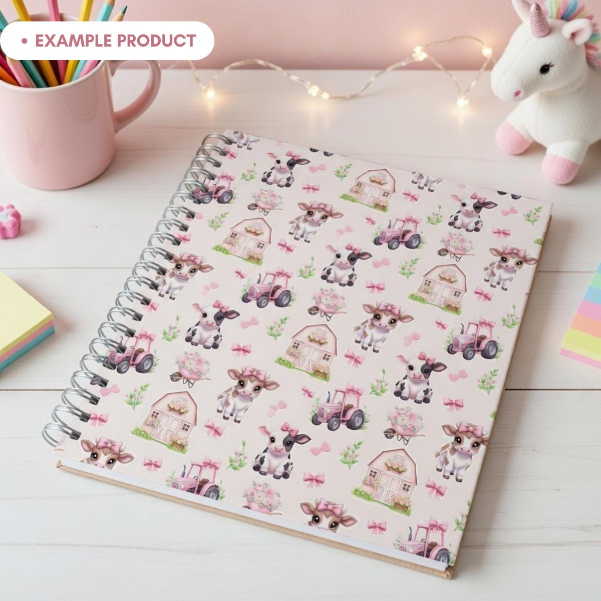 Pink Farm Pattern Cow Farm Seamless Pattern, Pink Barn Digital Paper, Girly Country ...