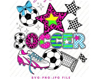 Girly Soccer PNG, preppy football PNG, Leopard Print SVG, Soccer Mom T-Shirt Design, Pink Sublimation File for Cricut, Y2K Aesthetic