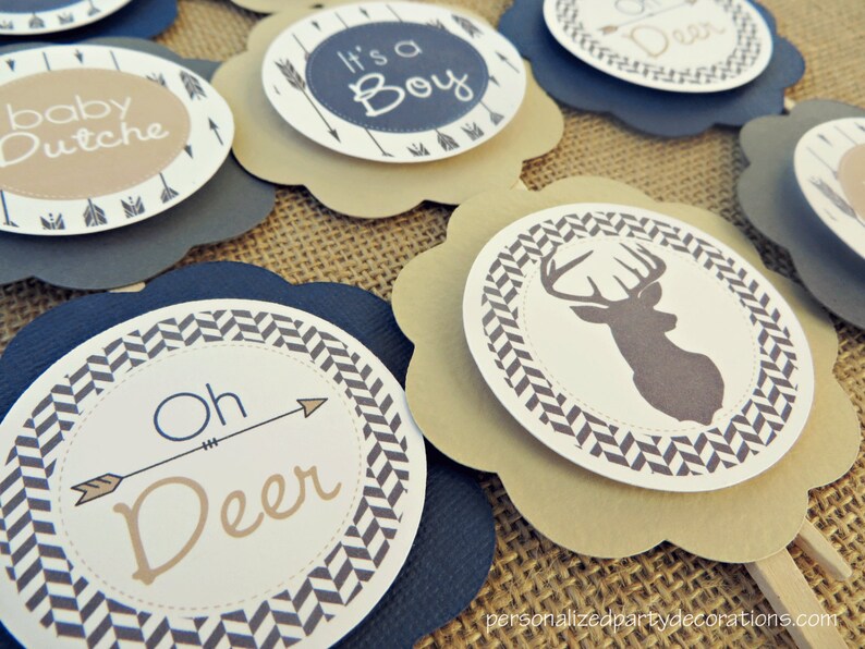 Baby Shower Decorations Deer Cupcake Toppers Deer Baby Etsy