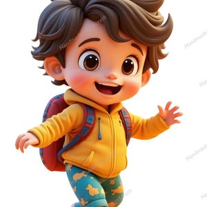 Clipt Art, PNG, Transparent, Lovely Kid,kleiner Junge, 3D, Transparent, Kinder Cliptart, niedlich, Junge, Sofortiger digitaler Download,Schule