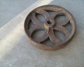 antique cast iron architectural salvage 9-1 2 quot round wheel wall decor, wall hanging.
