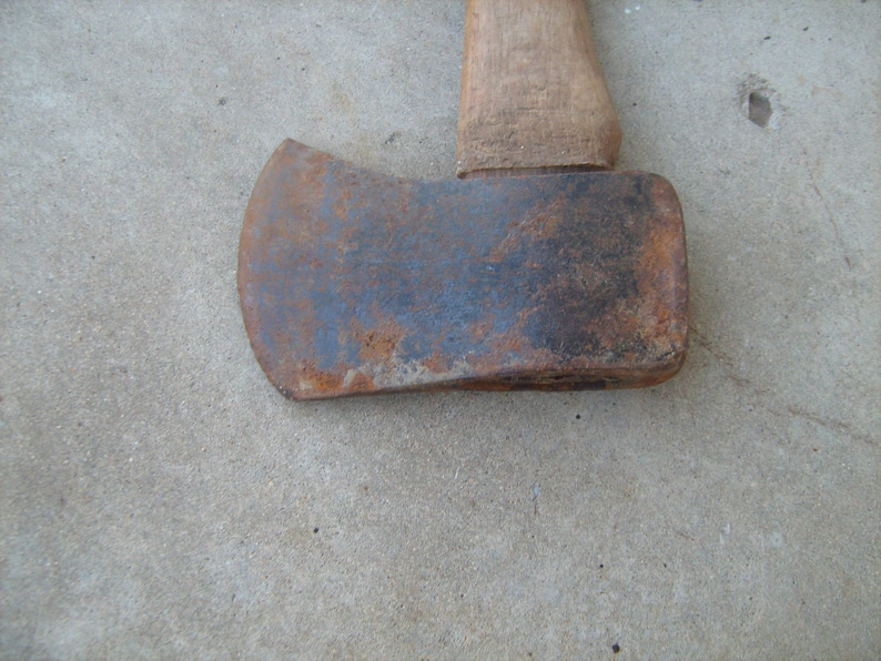 vintage old single bit long handle axe