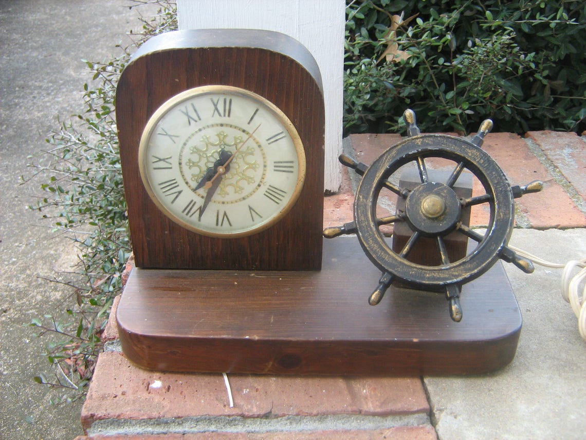 Vintage Lanshire Wood Ship Clock Nonworking for Repair or Etsy Australia