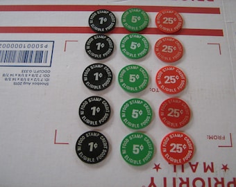 15 Terrell's I.G.A. Union City Tn. food stamp credit tokens 1 C-5-C-25-C tokens