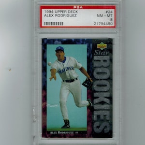 1994 upper deck Alex Rodriguez rookie card  # 24 baseball card graded NM-MT -8  by  P.S.A.
